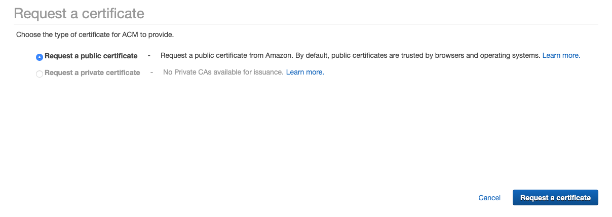 AWS Create Certificate - public