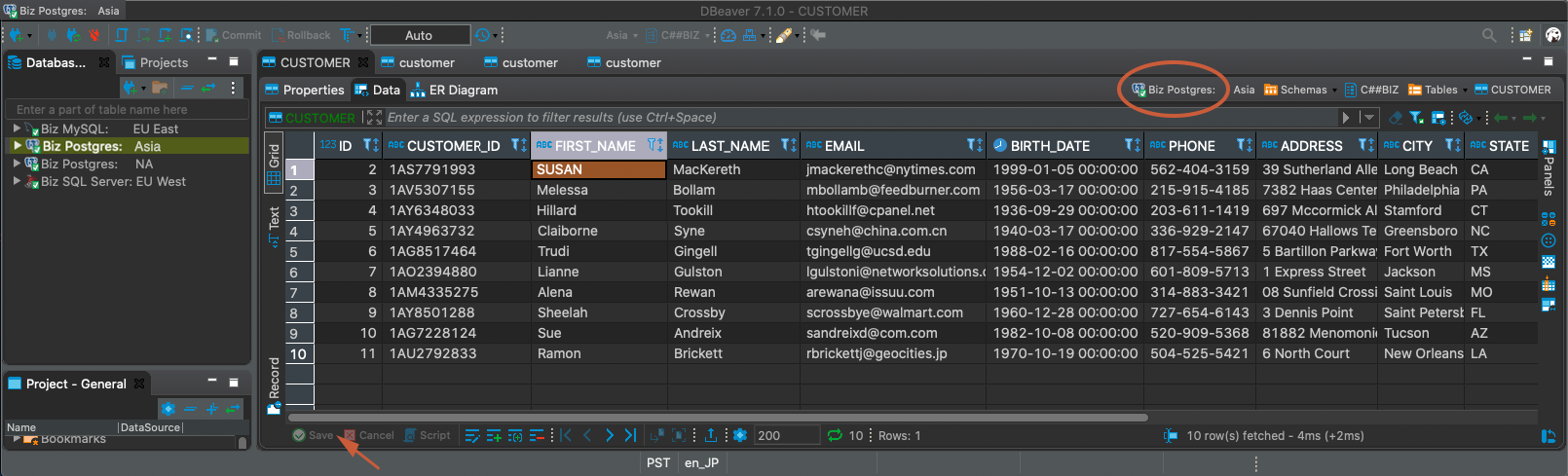 Change name in customer table