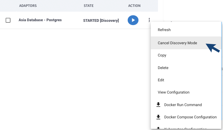 Cancel Discovery Mode from Adaptor Pulldown